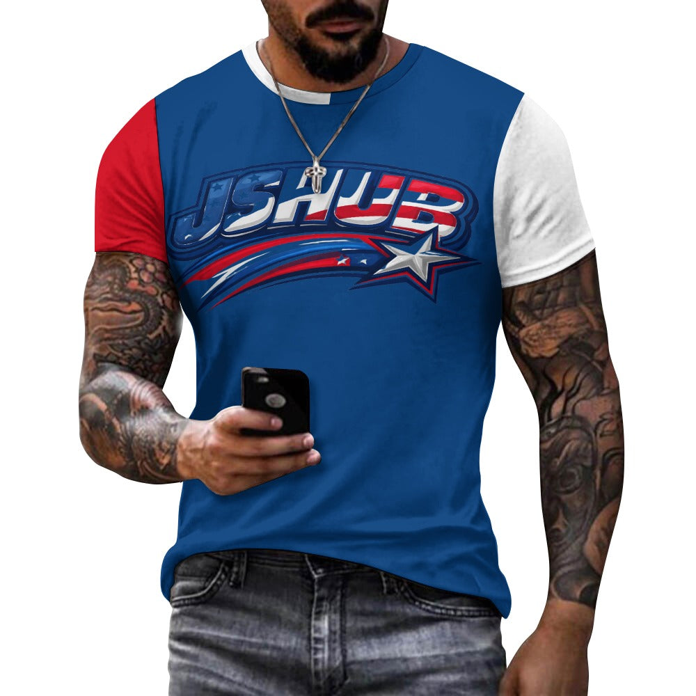 T Shirt USA Uomo Blu JSHUB Nation Winter 2026 Tricolor Streetwear