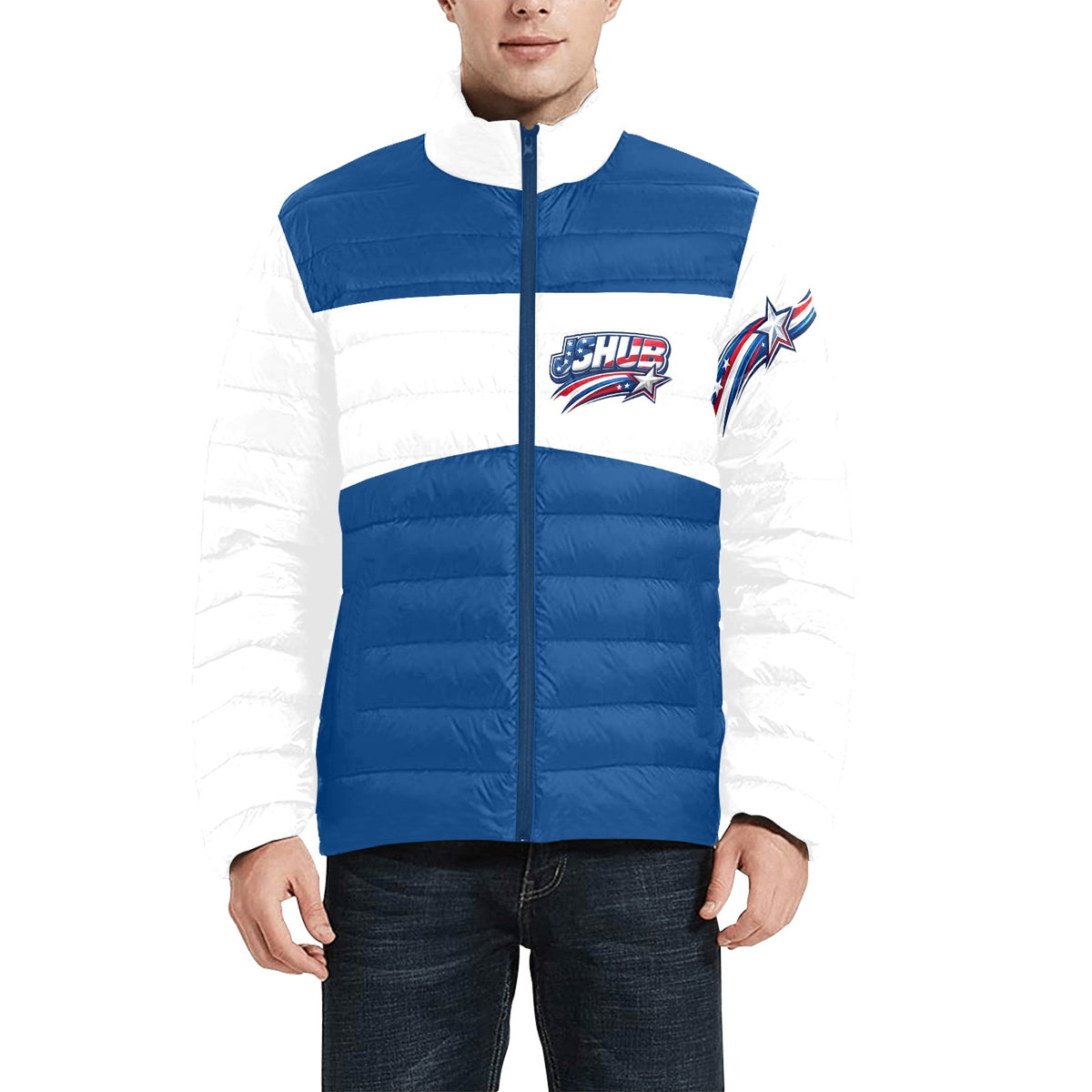 Bomber USA Uomo Blu Maniche Bianche JSHUB Nation Winter 2026 Streetwear
