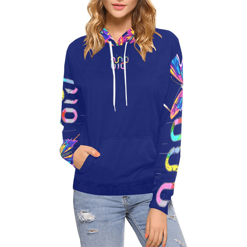 Felpa donna Wings of Noise con cappuccio small tech over – 10 varianti colore