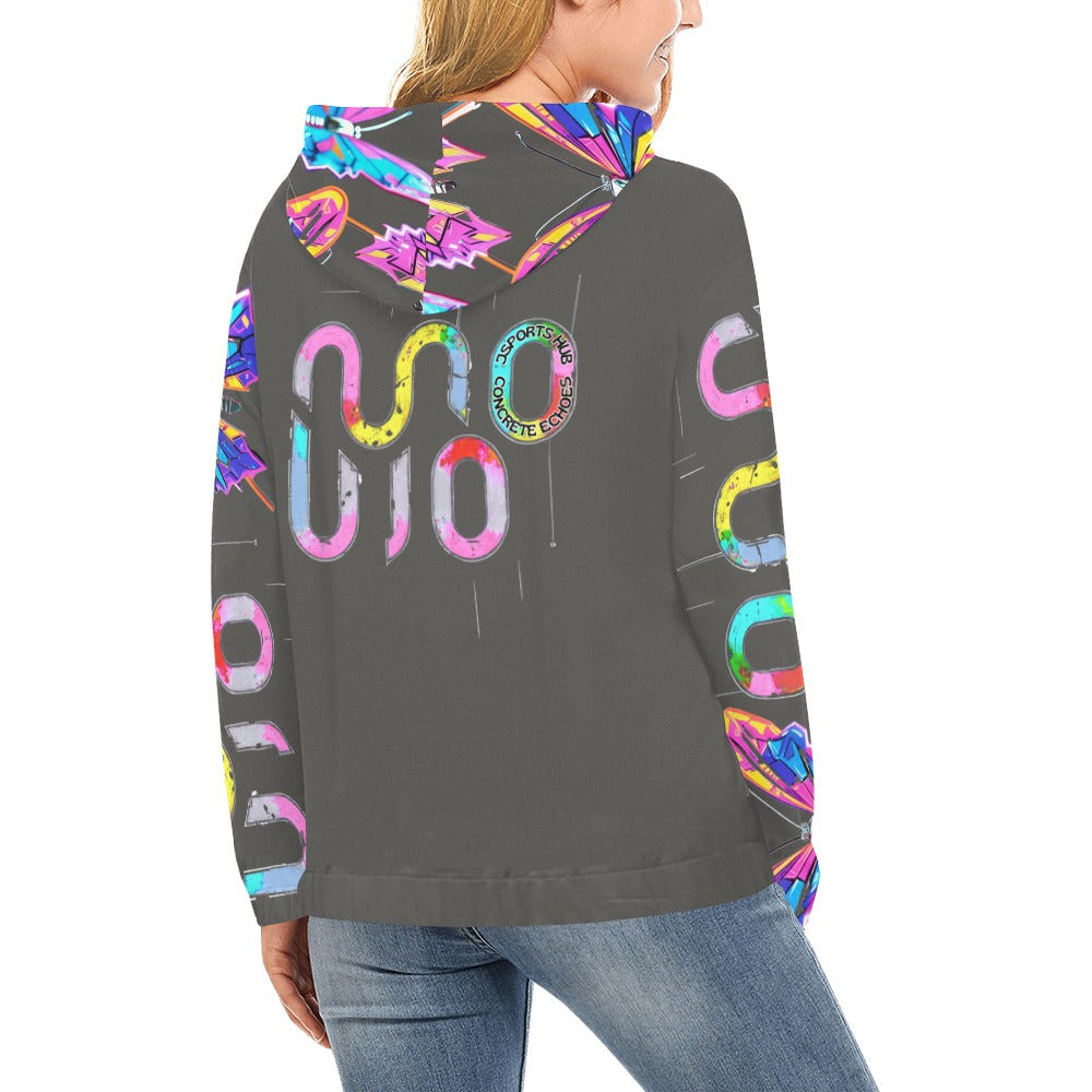 Felpa donna Wings of Noise con cappuccio small tech over – 10 varianti colore