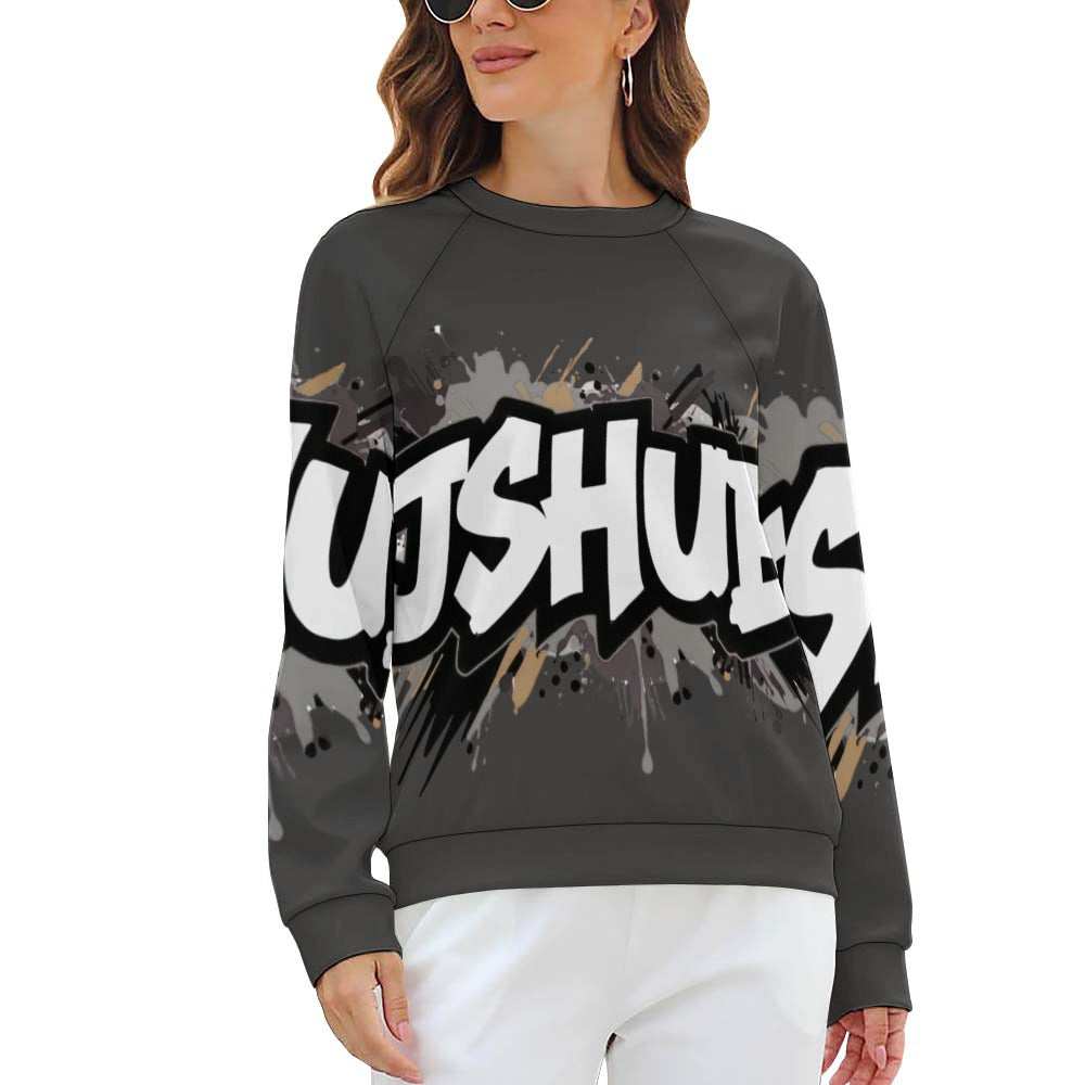 Felpa Donna JSHub Dark Edition – Graffiti Tono su Tono con Scritta Bianca