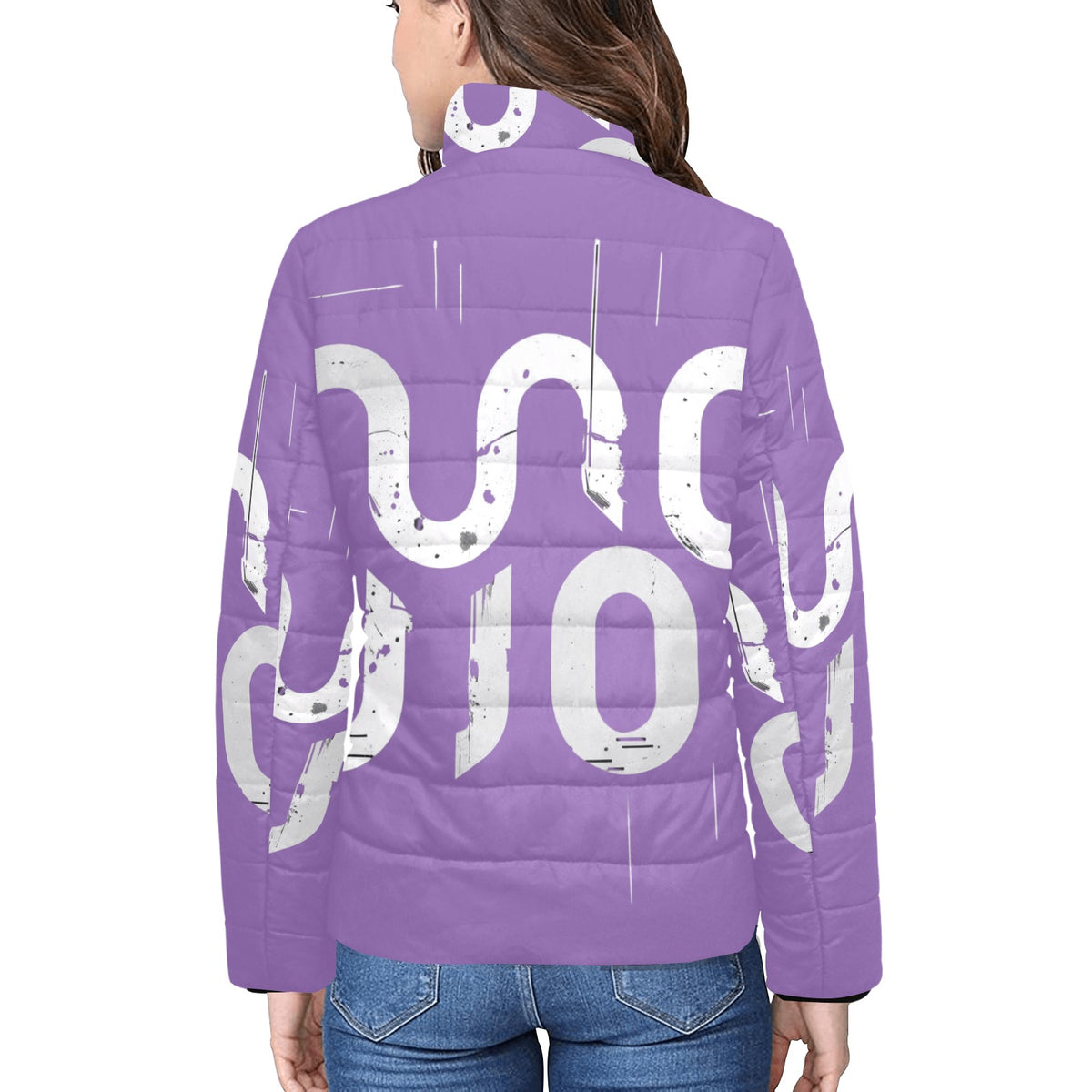 Giacca imbottita donna viola Concrete Echoes “Urban Static” colletto rialzato