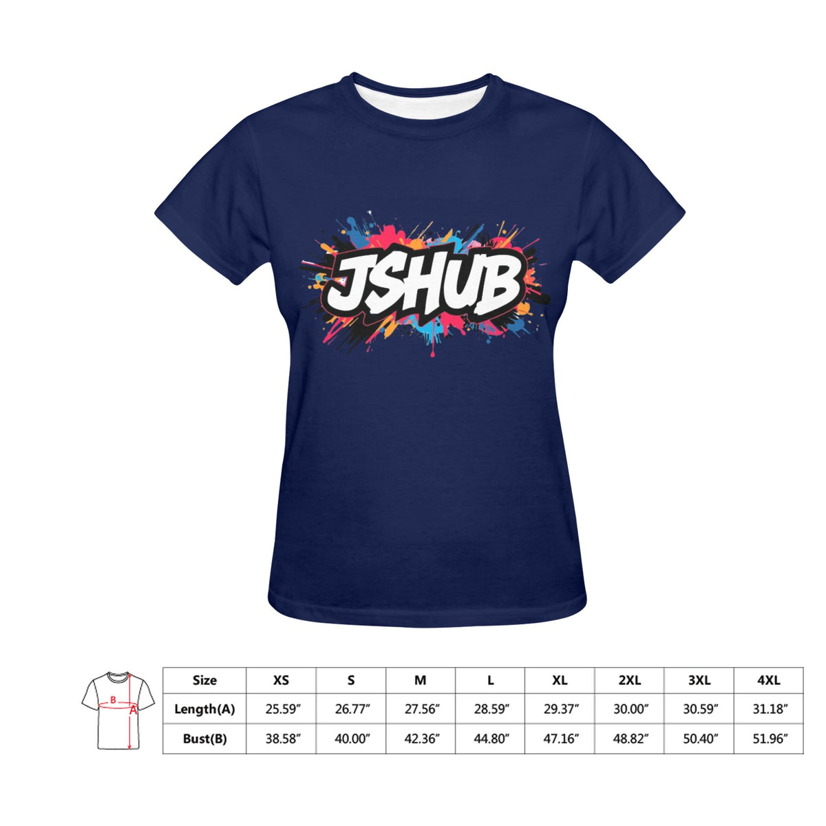 T-shirt Donna JSHub Girocollo Elegante – Stampa All-Over Urban Style